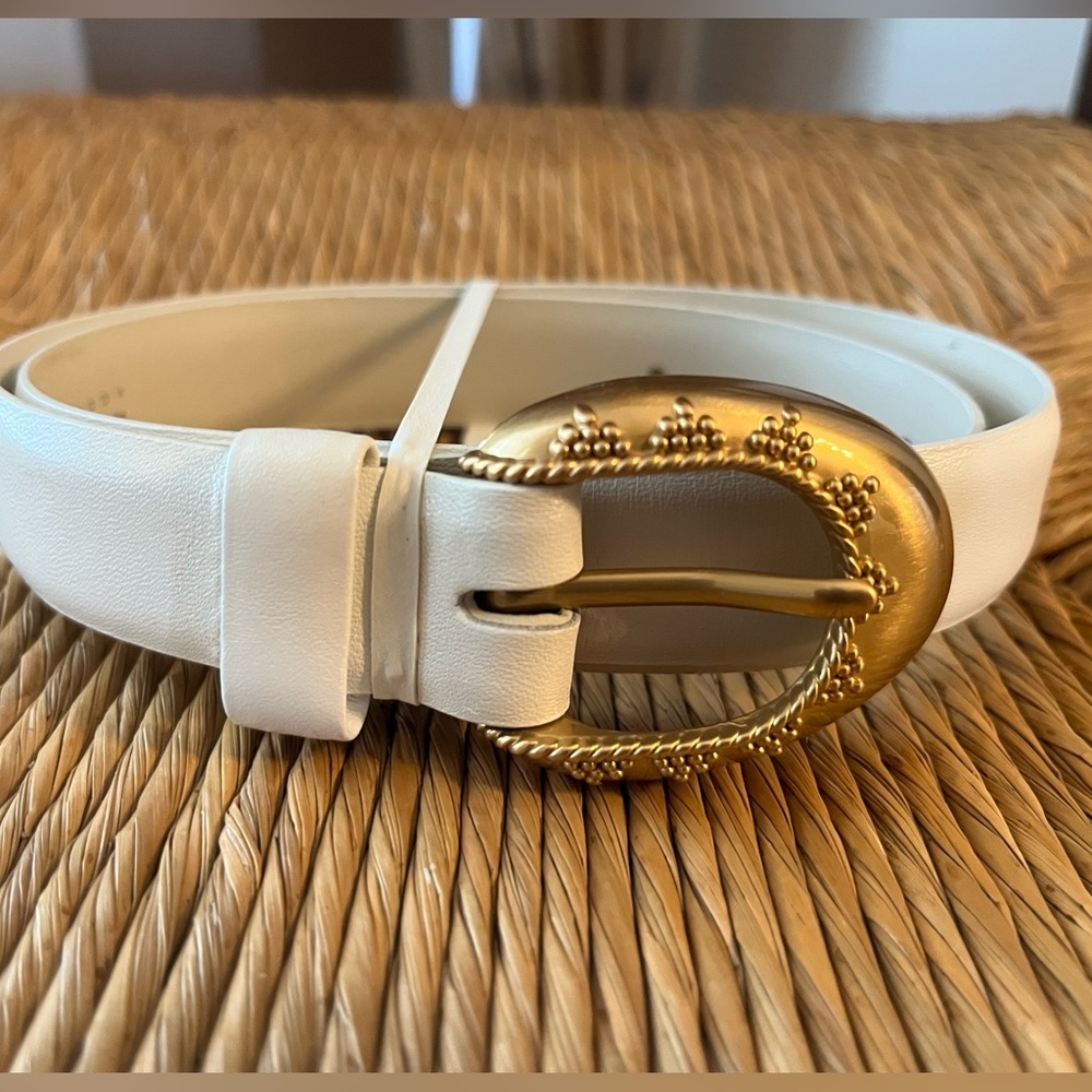 Vintage Liz Claiborne Gold and Off White Dress Belt Size Small